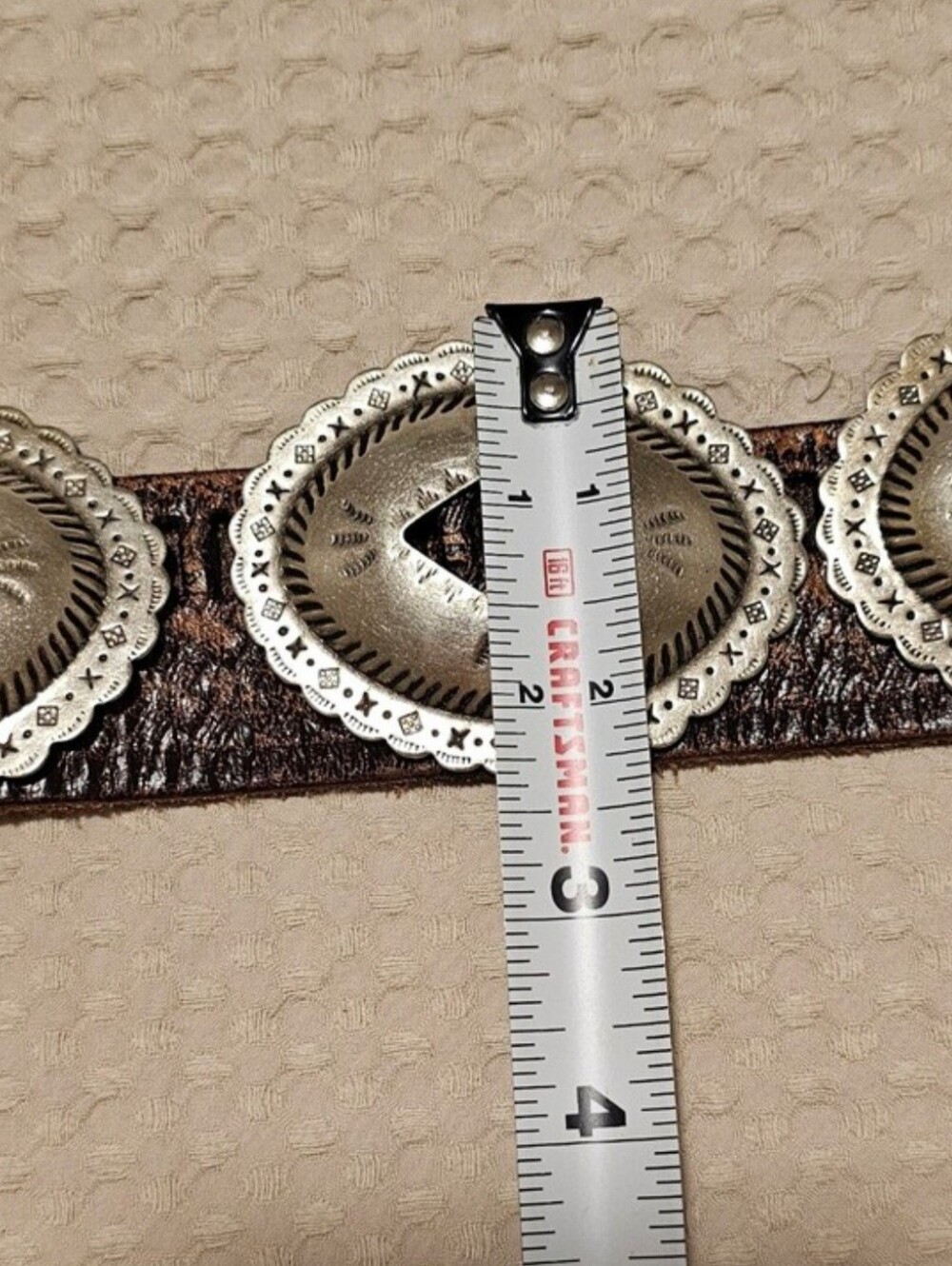 Vintage Handmade Southwestern Concho Belt | Rustic Brown Leather | Western Boho - Picture 13 of 15
